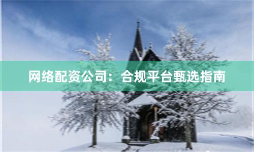 网络配资公司：合规平台甄选指南